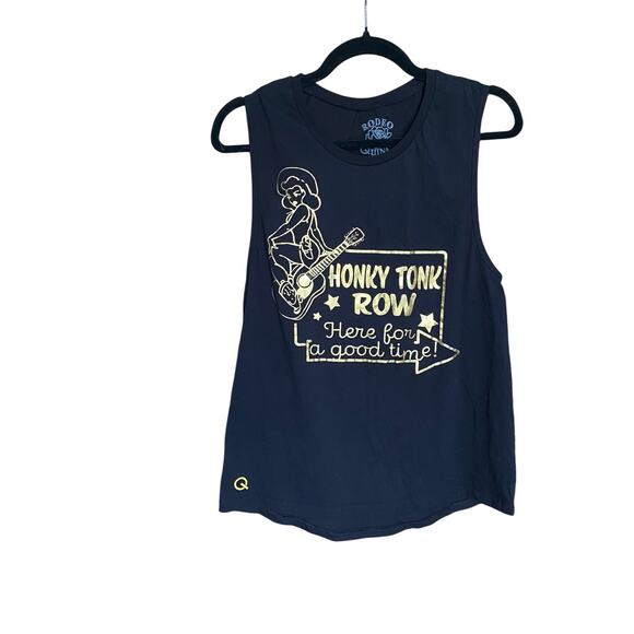 Rodeo Quincy Honky Tonk Row Graphic Tank Top Black Gold Women’s Large - Picture 1 of 5